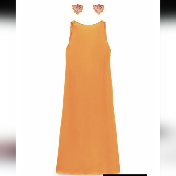 ZARA Draped Orange dress NWT - Picture 6 of 16